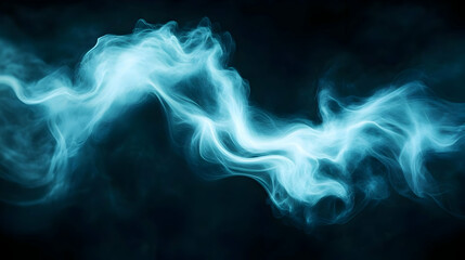 Obraz premium A mesmerizing swirl of blue smoke dancing against a dark background, creating an ethereal and calming atmosphere.