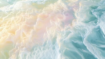 Naklejka premium High-angle views of sea landscapes, Serene Top-Down View of Pastel Sea Foam