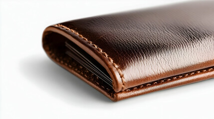 Close-up of a stylish leather wallet showcasing its texture and design, perfect for modern financial lifestyle.