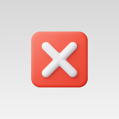 Obraz premium 3d Realistic Cross checkmark sign vector illustration