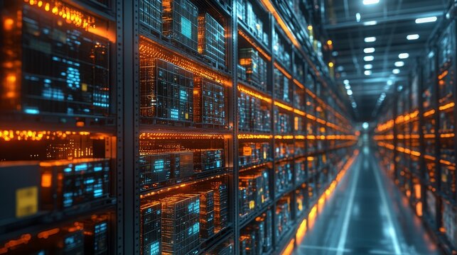 AI models optimize supply and demand in a modern data center at night