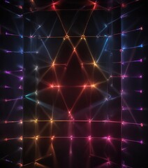 Fototapeta premium A collection of colorful LED lights arranged in a geometric pattern against a dark background, dark, color