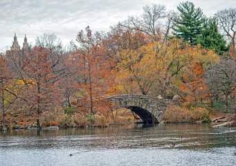 Gapstow Bridge in Central Park in late autumn