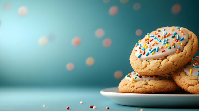 Delicious cookies topped with colorful sprinkles, perfect for celebrations and sweet treats any time.