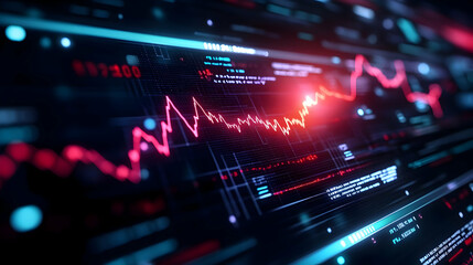 Fototapeta premium Dynamic digital background featuring vibrant data visualizations and trends for tech-related projects.