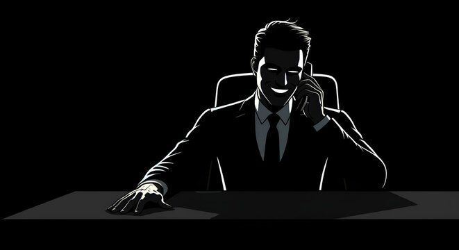 人物シルエットのイラスト。詐欺師イメージ｜Illustration of person silhouette. Scammer image.