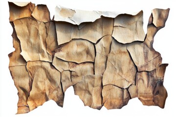 Obraz premium A Detailed Closeup of Cracked and Weathered Brown Paper Texture, Showing the Aging Process and Natural Degradation of Material