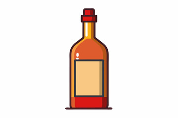 Empty liquor bottle on a white background vector art illustration
