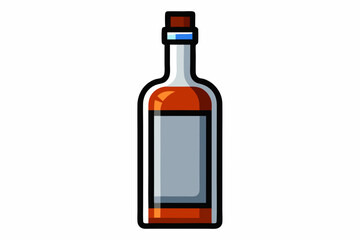 Empty liquor bottle on a white background vector art illustration