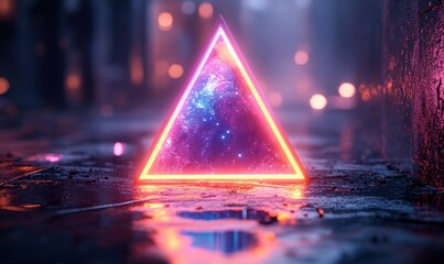 Futuristic 3D Geometric Rings with Neon Blue and Purple Glow in Minimalist Style