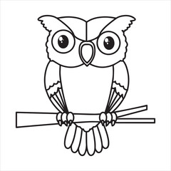  Owl silhouette line art illustration.