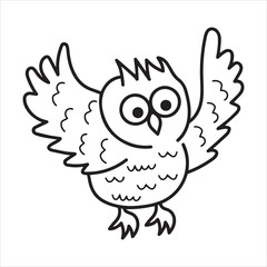  Owl silhouette line art illustration.