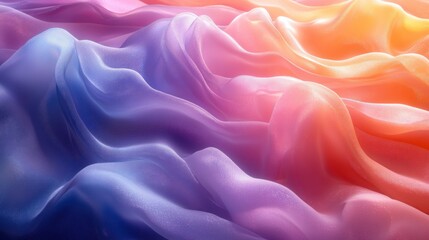 Iridescent Fluid Abstract Waves with Soft Gradients and Minimalist Design