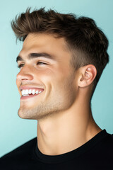 Obraz premium A close-up of a smiling man with perfect white teeth