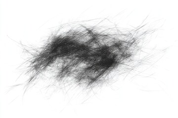 Abstract Black Hair Fibers on White Background Artistic Expression of Texture and Form