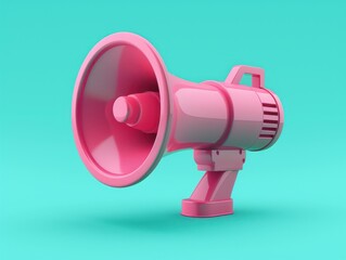 Pink Megaphone on a Turquoise Background