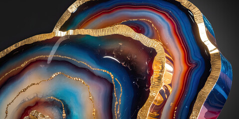 Luxury Gold Multicolored Agate Resin Art Abstract Home Decor Modern Wall Art