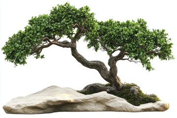 Serene Bonsai Tree on a Rock: A Symbol of Patience and Harmony in Nature