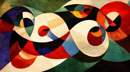 Abstract watercolor painting with swirling shapes and vibrant colors.