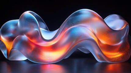 Futuristic Abstract Liquid Sculpture with Rainbow Colors and Reflective Surface