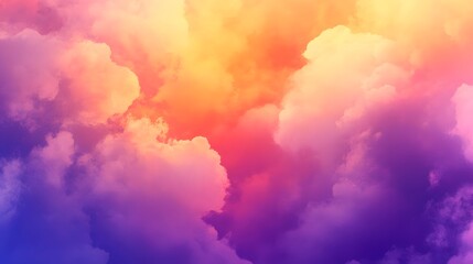 Vibrant Cloudscape in Hues of Purple Orange and Pink