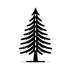 Black Fir Tree Vector Illustration Isolated - Solid fir tree silhouette with clean lines, suitable for Christmas, forestry, and natural logo designs.
