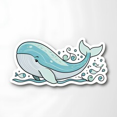 Naklejka premium cute blue whale sticker on white background
