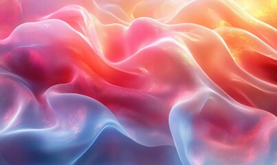 Abstract Pastel Fluid Shapes with Iridescent Finish and Smooth Gradients in 3D Render