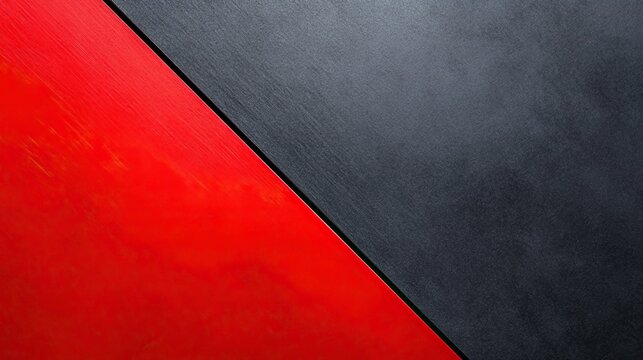 Vibrant Red and Dark Gray Textured Surfaces Divided Diagonally