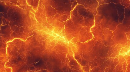 Fototapeta premium Orange electric lightning background.