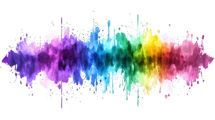 Fototapeta premium Colorful watercolor paint splatters in rainbow spectrum, isolated on white background.