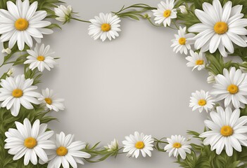 Obraz premium White Daisiy Flower Border with Grey Background, Foral Borders