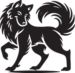 Obraz premium A playful wolf silhouette with a tilted head black vector