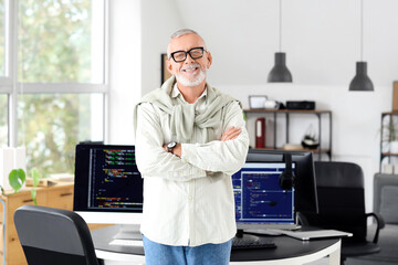 Portrait of mature programmer in office