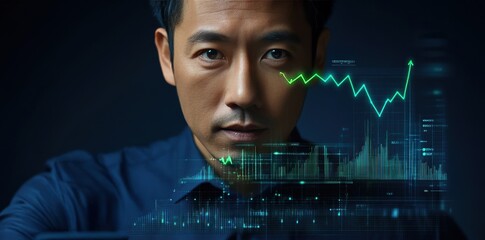 businessman with stock market sign