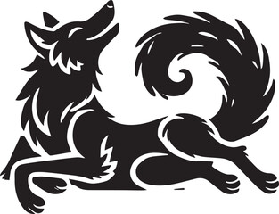 Fototapeta premium A playful wolf silhouette with a tilted head black vector