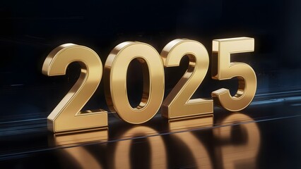 2025 golden bold symbol 3d-illustration