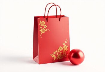 Traditional Chinese New Year Shopping Bag Mockup, Custom Logo and Design, High Resolution