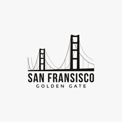 Landmark Golden gate logo, san Francisco bridge logo vector template on white background