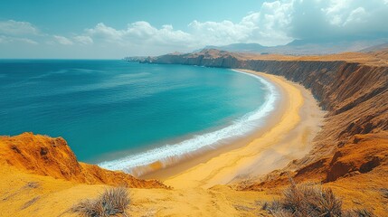 Secluded Coastal Cove With Golden Sands And Azure Waters