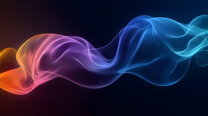 Abstract Colorful Waves Flowing Dynamically Across Dark Background