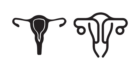 Uterus icon. Female reproductive system. anatomy of female organs. Women's Health.