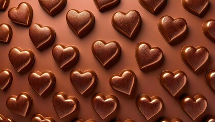Fototapeta premium Background mocha mousse color with a pattern of heart shaped chocolates