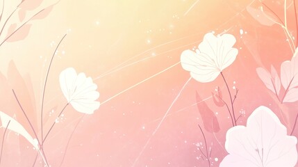 Pastel Pink and White Floral Abstract Art with Delicate Branching