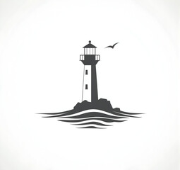 Lighthouse vector logo, simple minimalistic design, white background
