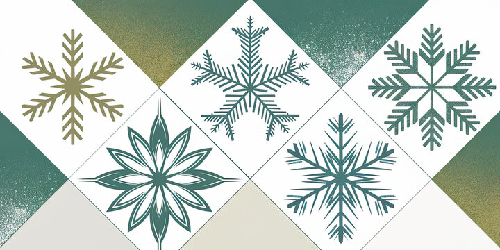 Elegant Teal Gold Snowflake Tile Pattern Winter Holiday Design