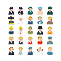 Professional Occupation Flat Set Vector Icon Design