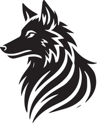 Fototapeta premium A alert wolf cute silhouette with pointed ears black vector