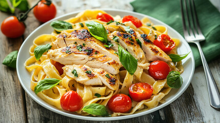 Spaghetti with chicken breast