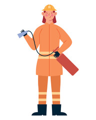 firefighter woman with extinguisher